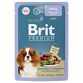Паучи Brit Premium для взрослых собак миниатбрных пород с телятиной и зеленым горошком в соусе