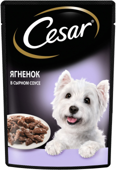 Паучи Cesar для собак с ягненком в сырном соусе