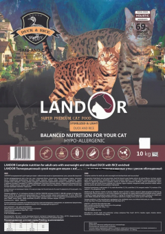 Корм Landor Sterilised Adult Cat для кошек с избыточным весом и стерилизованных с уткой и рисом