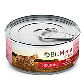 Банки BioMenu kitten для котят мясной паштет с говядиной 95% мясо