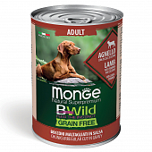 Банка Monge Dog BWild Grain Free для взрослых собак всех пород беззерновые из ягненка с тыквой и кабачками