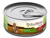 Банки BioMenu adult cat для кошек мясной паштет с кроликом 95% мясо