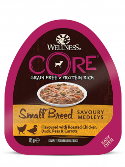 Ламистеры Wellness Core Small Breed для собак мини пород из курицы с уткой, горошком и морковью