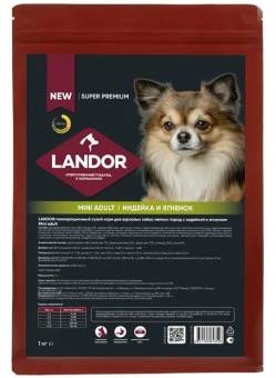 Корм Landor Adult Dog для взрослых собак мелких пород с индейкой и ягнёнком