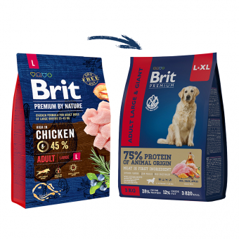 Корм Brit Premium Adult Large & Giant Dog для собак крупных и гигантских пород с курицей