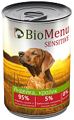 Банки BioMenu Sensetive adult dog для собак с индейкой и кроликом для чувствительного пищеварения