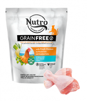 Корм Nutro Grain Free для стерилизованных кошек со свежей курицей и экстрактом розмарина
