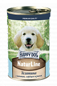 Консервы Happy Dog Natur Line для щенков с телятиной, печенью, сердцем и рисом 410г