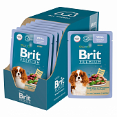 Паучи Brit Premium для взрослых собак миниатбрных пород с телятиной и зеленым горошком в соусе