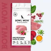 Корм Bowl Wow для щенков средних пород с индейкой, ягнёнком, рисом и клюквой
