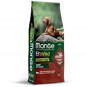 Сухой Корм Monge BWild Grain Free для взрослых собак всех пород из мяса ягнёнка с картофелем и горохом