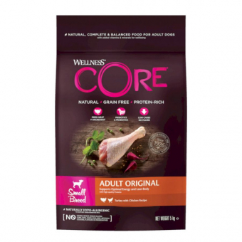 Корм Wellness Core для взрослых собак мелких пород из индейки и курицы