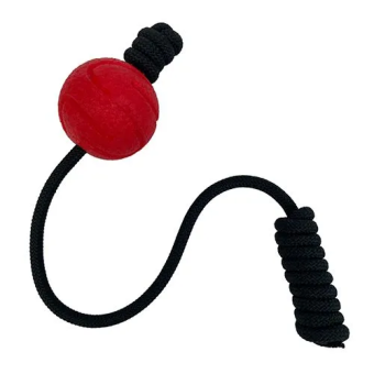 Игрушка Mr.Kranch для собак "Мяч на шнуре" 6 см красная