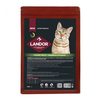 Корм Landor Exigent Adult Cat для кошек привередливых в питании с индейкой и ягненком