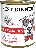 Консервы Best Dinner полнорационный корм для щенков и взрослых собак с ягненком и томатами