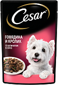 Паучи Cesar для собак с говядиной и кроликом в соусе со шпинатом