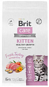 Сухой Корм Brit Care Cat Kitten Healthy Growth для котят и беременных кошек и кормящих матерей с индейкой для здорового роста