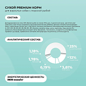 Полнорационный сухой корм Орико Dog для взрослых собак всех пород с морской рыбой