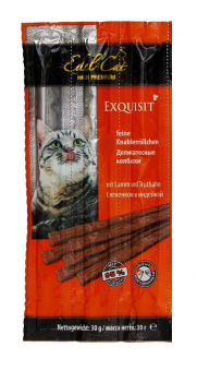Лакомство Edel Cat для кошек. Жевательные колбаски с ягненком и индейкой 6 колбасок