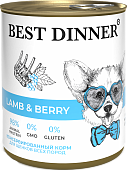 Консервы Best Dinner полнорационный корм для щенков и взрослых собак с ягненком и ягодами