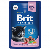 Паучи Brit Premium для котят с белой рыбой в соусе