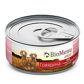 Банки BioMenu adult для собак с говядиной 95% мясо