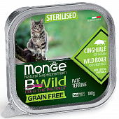 Ламистер Monge BWild Grain Free для стерилизованных кошек из кабана с овощами беззерновые