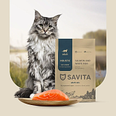 Сухой Корм Savita Holistic Adult Cat Salmon and White Fish беззерновой для кошек с лососем и белой рыбой