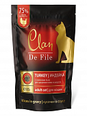 Паучи Clan De File для кошек с индейкой, креветками и семенами льна для здоровья кожи...