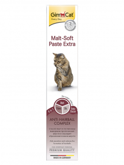 Паста GimCat Malt-Soft Paste Extra способствует выведению комков шерсти