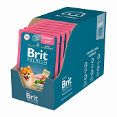Паучи Brit Premium для взрослых стерилизованных собак мини пород с кроликом и брусникой в соусе