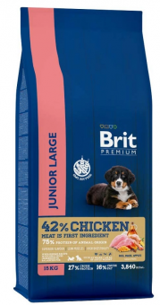 Корм Brit Premium Puppy & Junior Large & Giant для щенков крупных и гигантских пород с курицей
