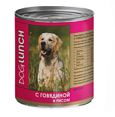 Банки Dog Lunch для собак с говядиной и рисом в желе